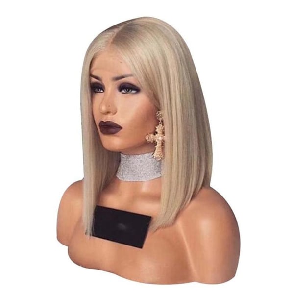 Bob Frisyre Kvinner Dame Kort Rett Hår Blond Full Parykk