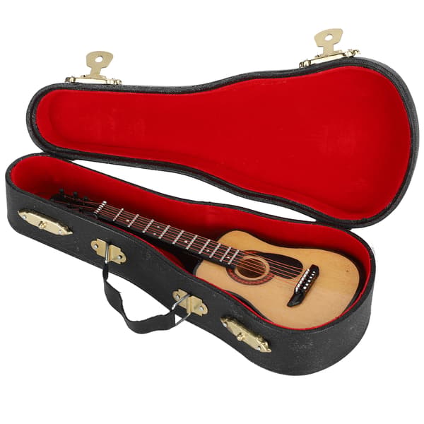 Gitarrdekoration Miniatyrprydnader Mini Musikinstrument Modell Presenthantverk Svart 15cm