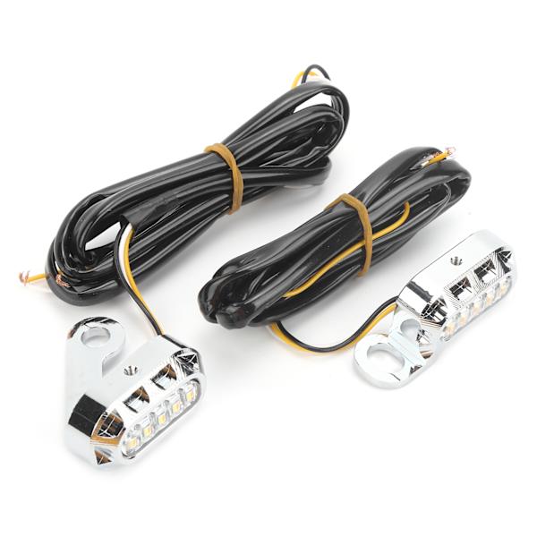 2 st LED-blinkers för motorcykel, transparenta linser, passar till XL 48 72 1200 883 2004-2020, silverpläterat hölje