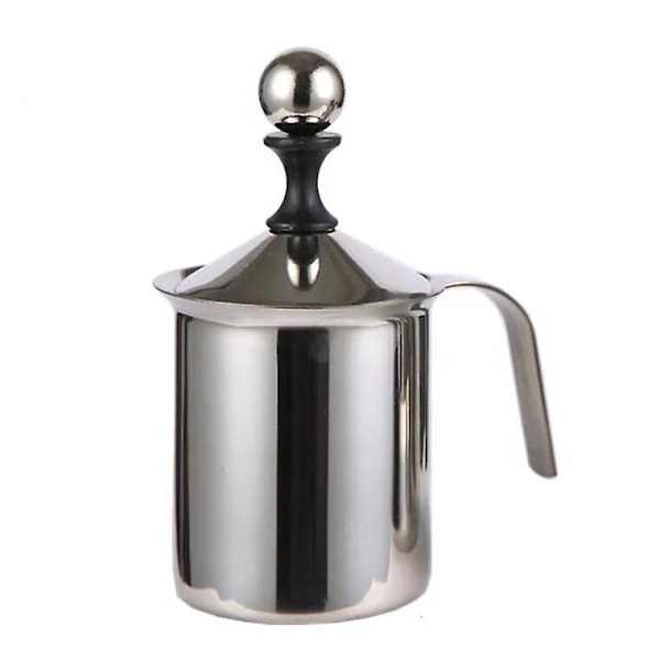 Hånddrevet Mælkeskummer i Rustfrit Stål til Cappuccino og Latte 500 ml med Dobbeltlagsfilter og Låg