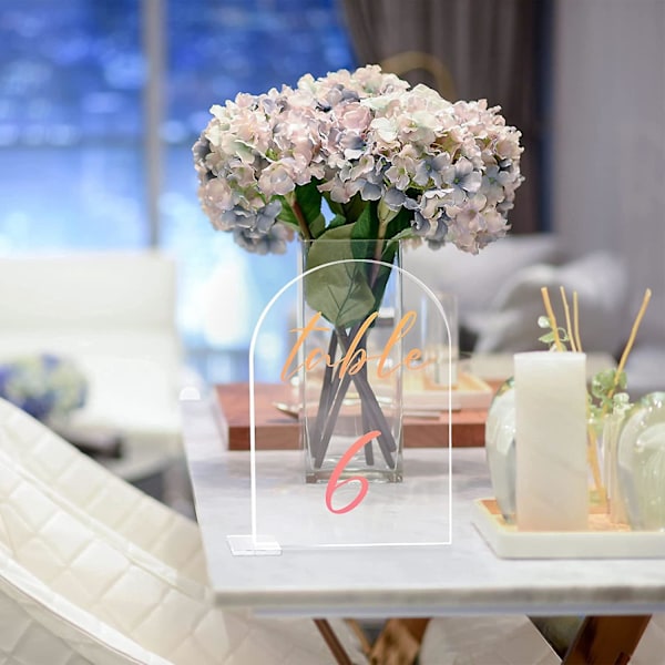 Runde Topp Bryllupsbordnummer, Akryl Nummerholdere for Elegante Bryllup