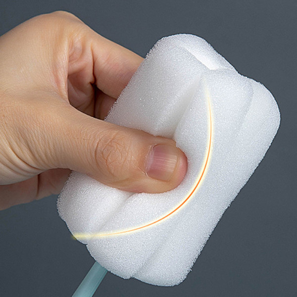 Lang håndtert svampflaskebørste 360° Rengjøring Elastisk Fleksibel Hengehull Design Myk Svamp Flaskerengjøringsbørste Blå