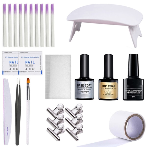 Kynsienpidennyssarja Lasikuitugeelikärjet Pidennys kynsilampulla Nail Art Tools Kit Kynsien muotoilumateriaali Kynsien kärjet Manikyyri-salonkityökalu