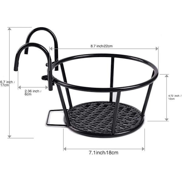 Jernkunst ophængt kurv planteholder stativ blomsterpotte hænger skinne planter til indendørs udendørs terrasse balkon veranda og hegn