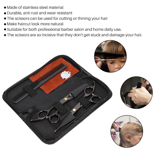 6 tommer professionelle hårklippende udtyndingssakse Salon Barber frisørsakse sort
