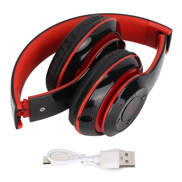 S6 HIFI Stereo Headset Bluetooth Headset Vikbart Musikheadset med Mikrofon för Mobiltelefon Surfplatta Röd