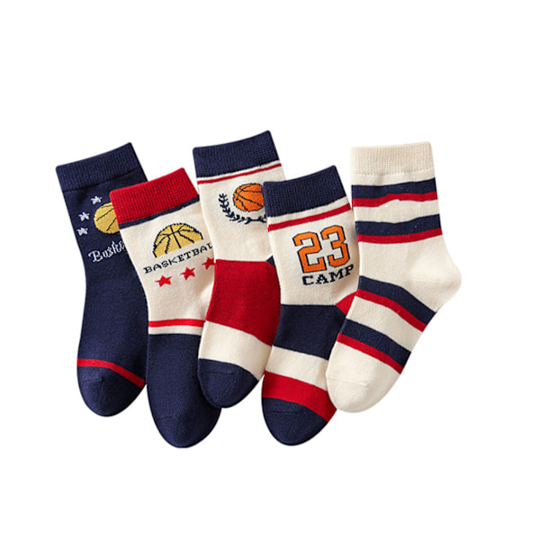 5 par pojkar basketstrumpor barn sport stil basketbrev löst mjuk andningsbar alla match mid calf strumpor L 6-8 år gammal