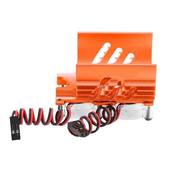 Dubbla fläktar motor kylning kylare tvilling fläktar motor kylfläns 40‑42mm för 1/8 RC bil orange