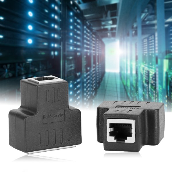 2st Ethernet-kabeladapter 1-in 2-out RJ45 hona gränssnitt LAN-kontakt Kabelförlängare splitter för internetkabel
