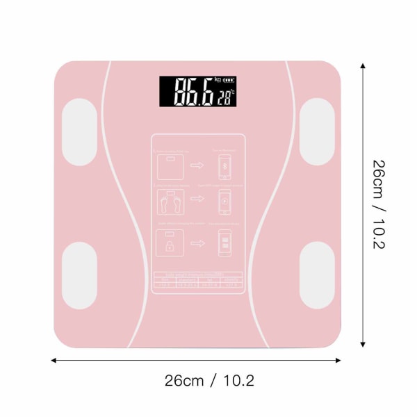 Kropsvægt Maksimal 396lb Høj Nøjagtighed Intelligent Analyse Bluetooth Kropsvægt til Mænd Kvinder Pink