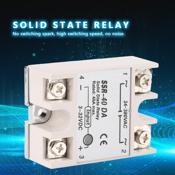 Enkelfase DC-AC Solid State Relé SSR 40DA 40A Inngang 3-32V DC Utgang 24-380V AC