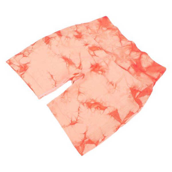 Yogashorts för kvinnor med hög midja Snabbtorkande höftlyftande Slipsfärgade träningsshorts Orange Rosa M