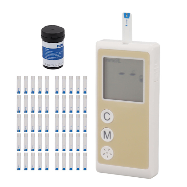Blodsockermätare Kit Bärbar Röstmeddelande Automatisk Diabetes Testmätare med Teststickor för Hem Själv Blodsockerövervakning