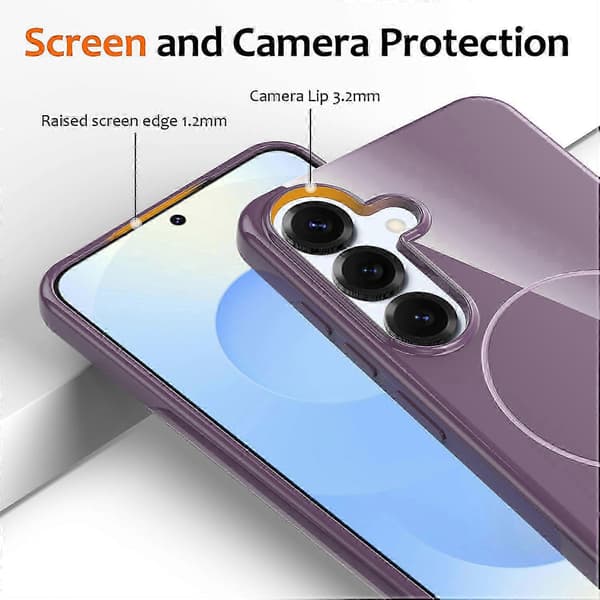 Magnetic Phone Case with MagSafe Compatibility, TPU Cover for Galaxy S25 FE, Includes Lanyard Purple
