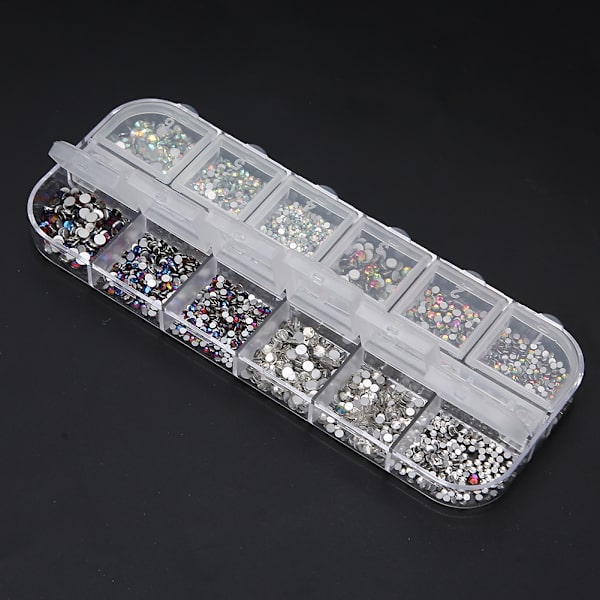 12 rutnät nagelkonst strass DIY nageldekoration smink glitterpärlor manikyrverktyg 4#
