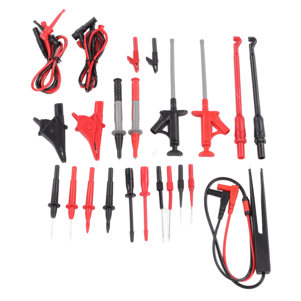 25 stk Multimeter Testkabelsett Probe Line Wire Hook Krokodillenese Pinsett for Digital Elektrisk Testing