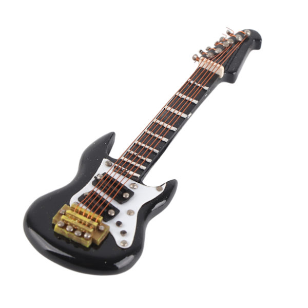 Elgitarrbrosch i miniatyr med magnet Naturtrogen utsökt elektrisk miniatyrgitarr i trä för musikälskare Svart