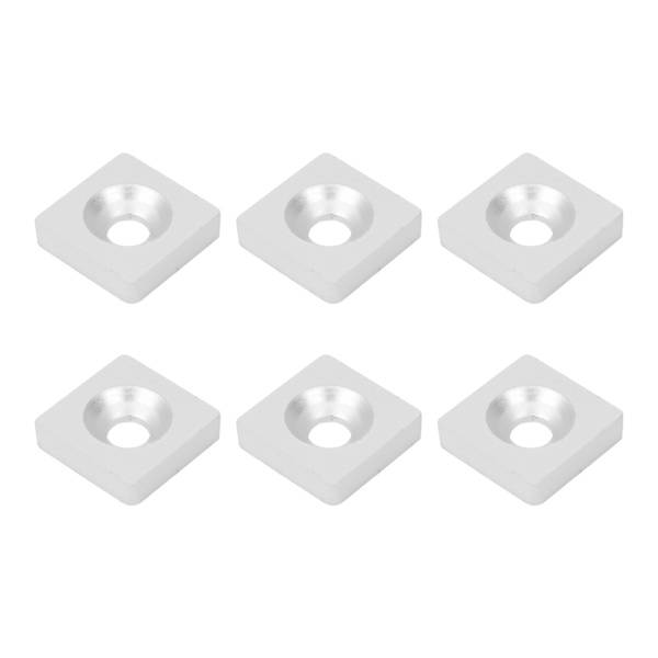 10st fyrkantig lagerplatta Bricka Silver Aluminiumlegering Cover Fästelement Tillbehör2020-Enkelt hål