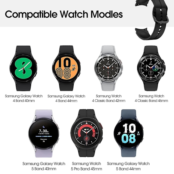 Samsung Galaxy Watch Silikon Sportband för 44mm/40mm/45mm/42mm/46mm Serie 5/4/Pro, Fodral Rem Klassisk Watch4 galaxy watch 4 40mm ljusblå