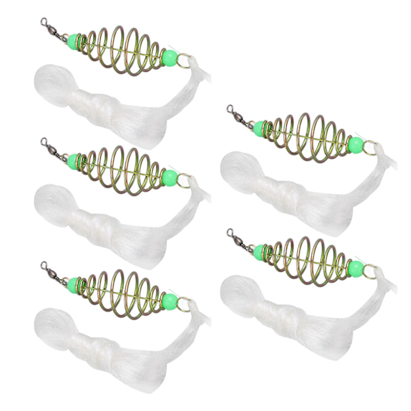 5 stk fjær stim fisk garn maske med natt lysende perle fiskebur fiskegarn takle