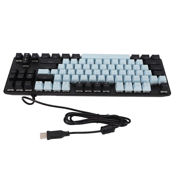 Mekanisk speltangentbord Blå brytare 87 tangenter RGB-bakgrundsbelysning USB-kabelansluten mekaniskt tangentbord för bärbar dator stationär dator Blå Svart