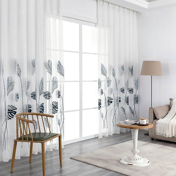 1 stk Grå Voile Gardiner 100x200cm Øyeblikk Kort Vindusgardin Redebroderi Innendørs Sjønne Gardiner Silende Dekorasjon for Moderne Stue Kjøkken