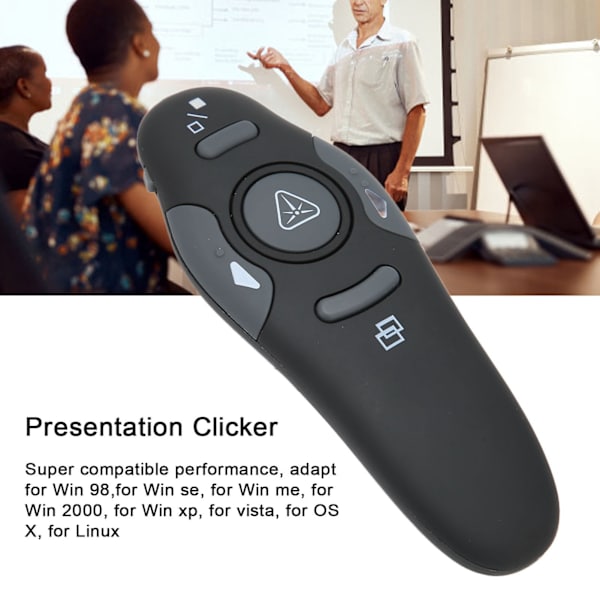 Trådløs presentasjonsfjernkontroll for tale, møter og klasse - Ergonomisk håndholdt 2,4 GHz klikker med mottaker