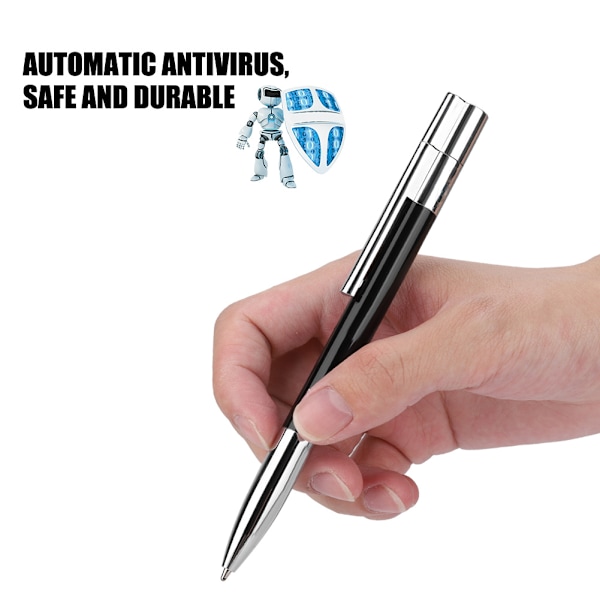 Ultra fint 2 i 1 U-disk + kuglepen USB2.0 Flash Dirve Pen (sort 32G)
