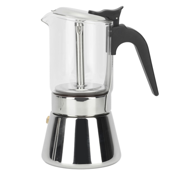 Kaffe Moka Kanna Synlig Kropp Greca Kaffebryggare Rostfritt Stål Spisplatta Kaffebryggare Moka Kanna för Hem Kaffebar Kontor 240ml