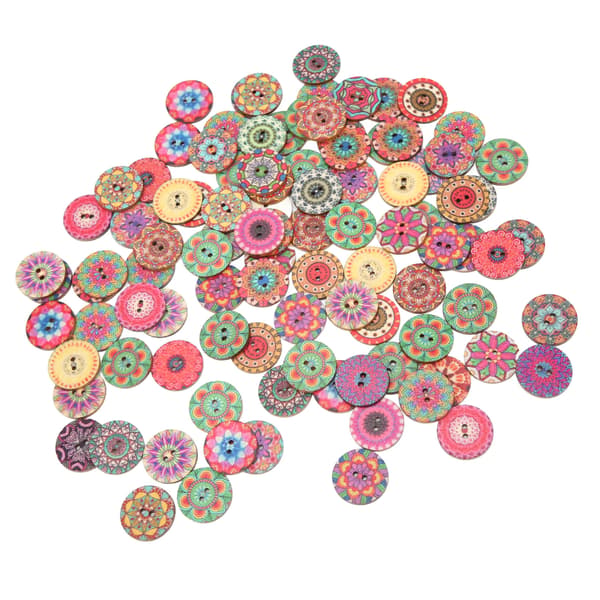 100 stk. træknapper retro blomstermønster holdbare 25 mm DIY-tilbehør til syning og håndarbejde
