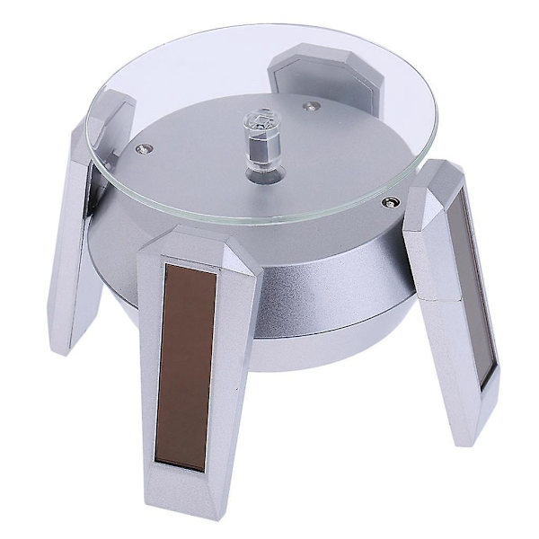 Sol-/batteridriven roterande smyckesdisplay Silverbas med ljus--