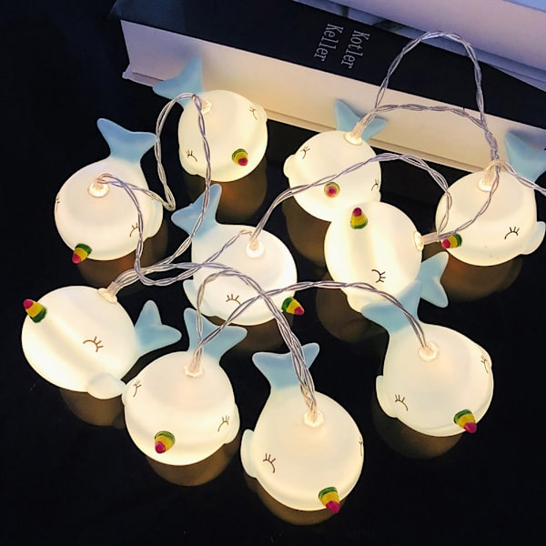 10 LED Liten Delfin Forma Plast Blå Sträng Ljus 1.5m/4.9ft Barnrum Dekoration Varm Vit