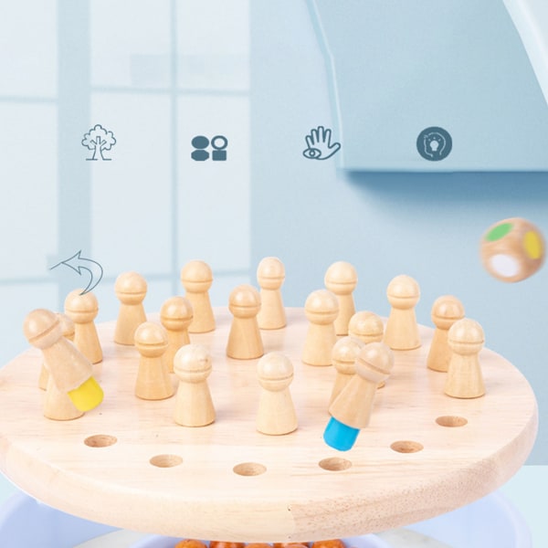 Wooden Memory Chess Game - Forbedre tidlig utdanning og logikkutvikling