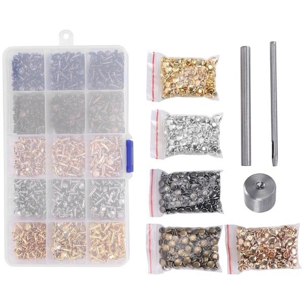 Leather Rivets Kit Double Cap Tubular Metal Studs DIY Craft Decorative Hardware Supplies