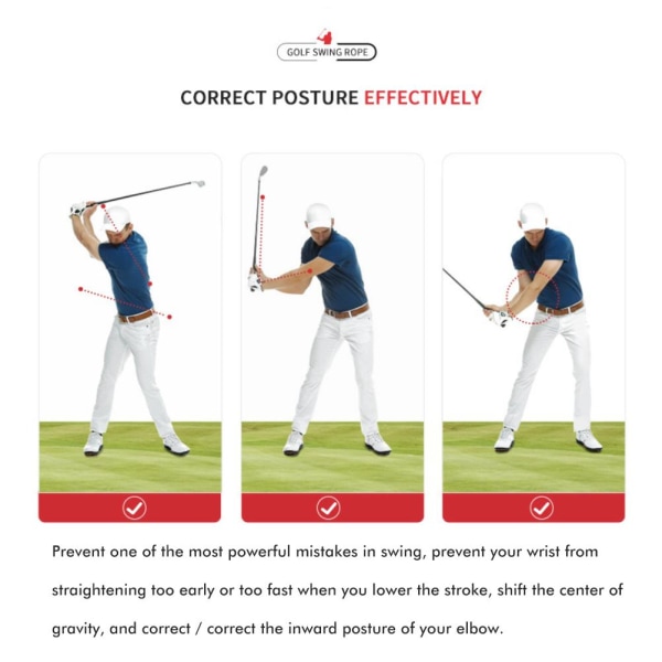 Swing Træningshjælp Reb Golf Swing Korrigerende Værktøj Holdning Bevægelse Korrektion Indendørs træningsudstyr til begyndere
