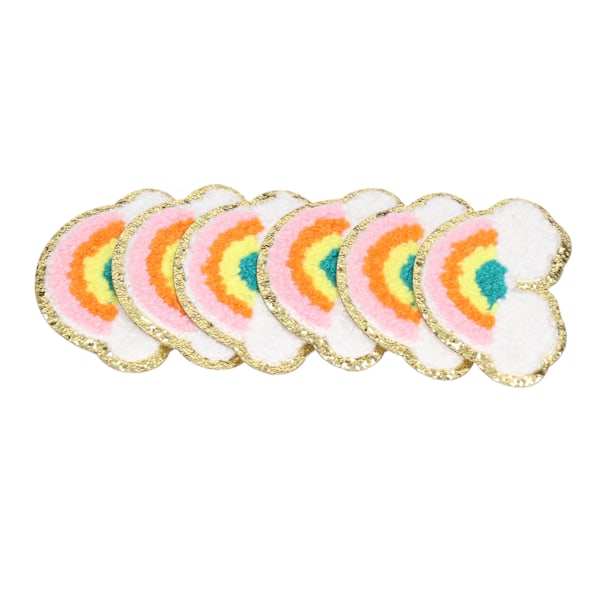 6 stk. Regnbue Patches Lyse Farve Regnbue Sky Mønster Bomuld DIY Broderi Stryge På Tøj Patches