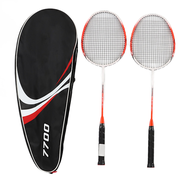 2 st badmintons racketar i legerat kolstål integrerat badmintons racket set för utomhussporter amatör