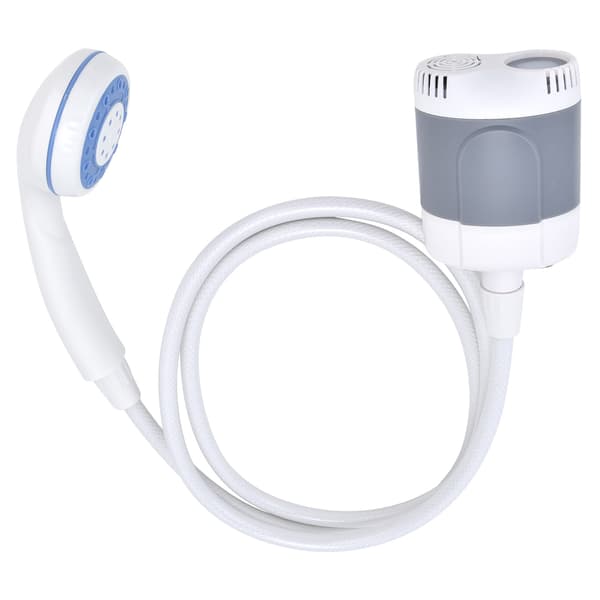 Bärbart utomhusduschset Camping Duschpump Handhållen Spruta för Vandring Resor USB-laddning (GråVit)