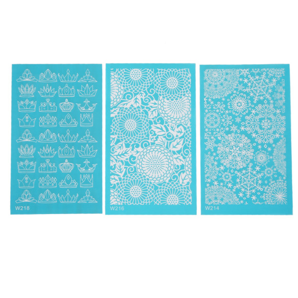 3 stk Silk Screen Stencils til Polymer Clay Genanvendelige DIY Silk Screens til papirkort T-shirts Lærredsbriller 214 216 218
