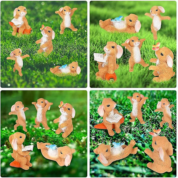 Miniature Kaninfigurer til Fehave Resin Mini Kaniner til Dukkehuse Landskabs Have Ornamenter DIY