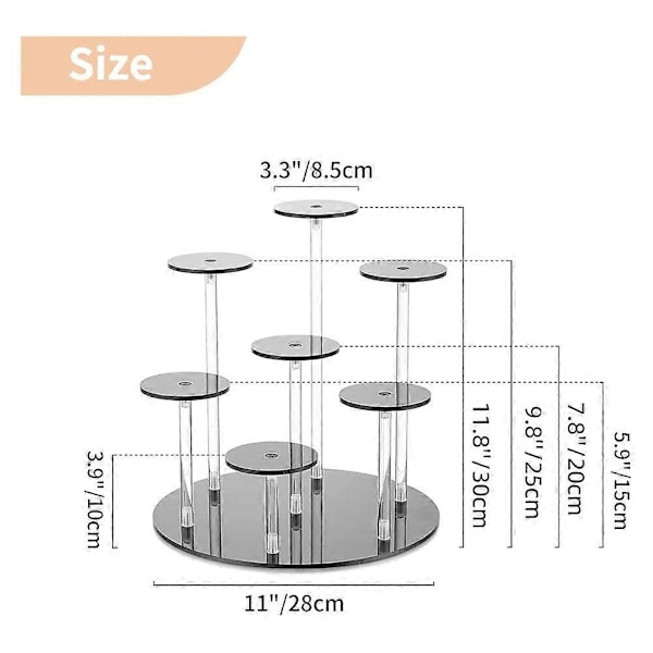 Akryl Dessert Display Stand Smykker Kage Opbevaringsstativ Sort