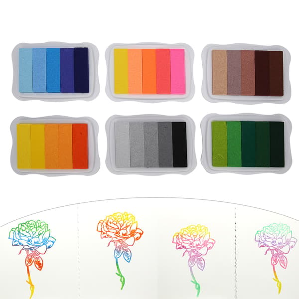 6 st gradient stämpeldyna giftfri handgjord hantverksbläckdyna tryckbearbetningsmaterial