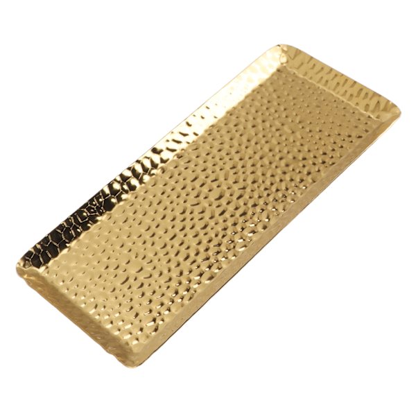 25x11cm Håndklæde Hammered Bakke Rustfrit Stål Multifunktionel Opvaskemaskine Sikker Dessert Bakke Plade til Hjem Restaurant Guld