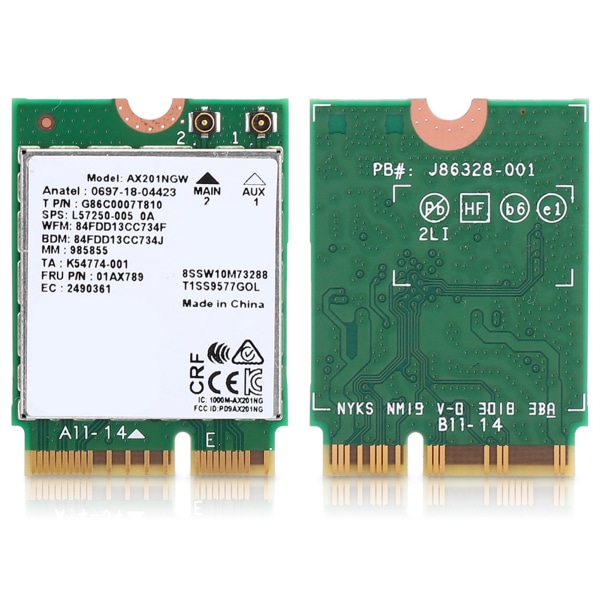 Nettverkskort for Intel AX201NGW WIFI 6 Gigabit 2400M M.2.CNVio2-grensesnitt for Bluetooth 5.0