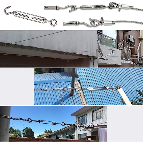 Heavy Duty 304 Rustfritt Stål Wire Rope Spenningssett - Solskjerming, Teltoppsett - Anti-Rust
