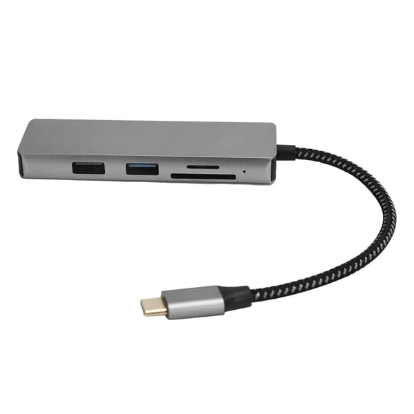 Hub-sovitin kortinlukija 5 in 1 Type-C USB 3.0 4K teräväpiirtoinen multimedialiitäntä