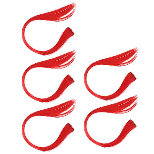 5 stk klips i hårpynt farget rett hårforlengelse klips hårstykke klips for fest CosplayBright rød