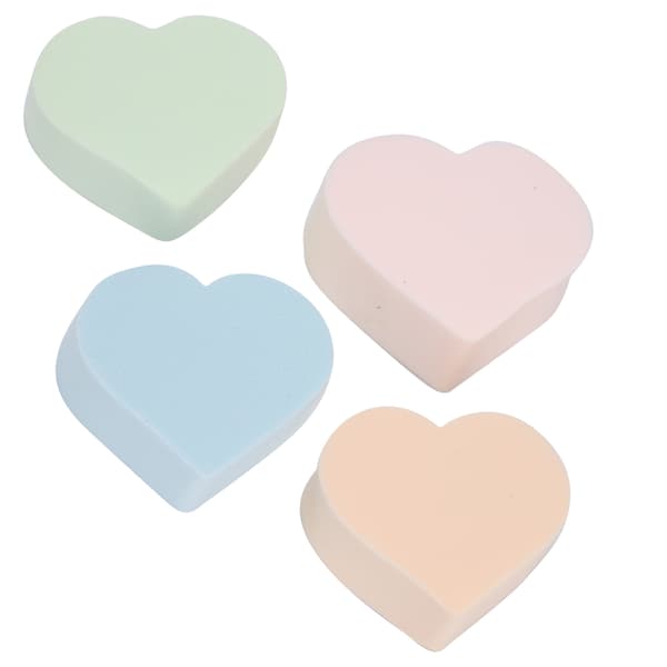 4 stk. Makeup Svamp Blød Hjerteform Våd Tør Brug Pudder Blush Foundation Blender Svamp