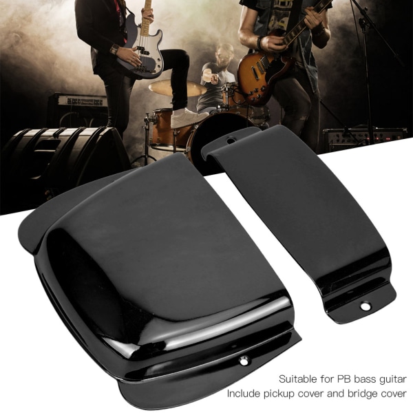 Basgitarr Pickup Bridge Cover Set - Zinklegering Cover för PB elbas (svart) Black
