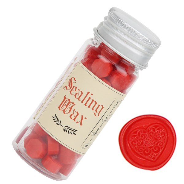 Åttekantformet forsegling voksperle flaskepakket voksforseglingsstempel DIY-sett for konvoluttbrev Bright Red